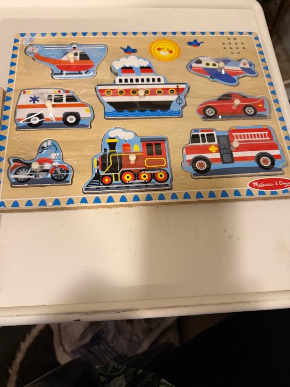 Melissa & Doug Wooden Puzzle Sound Vehicles